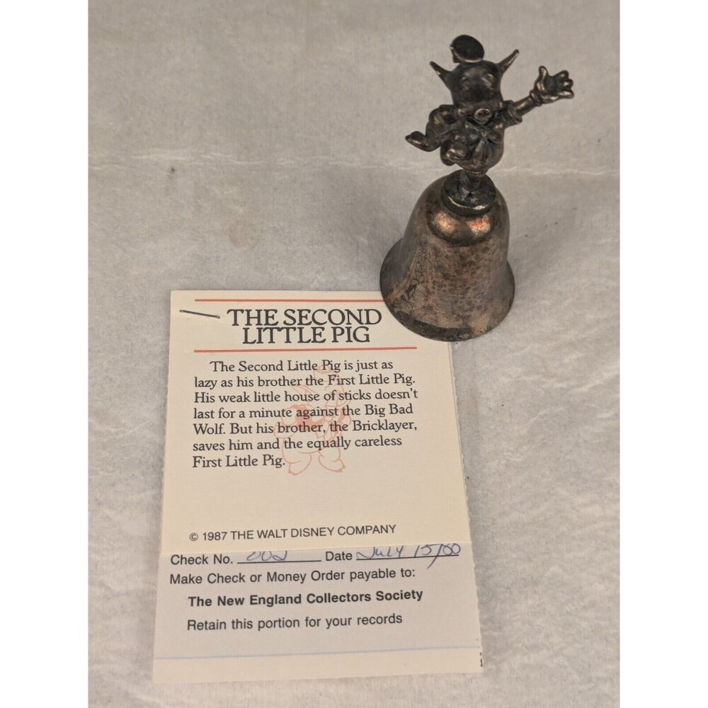 New England Collector's Society Silver Plated  Disney Bell The Second Little Pig